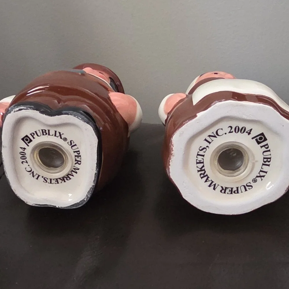 Publix The Pilgrim Pair Porcelain Salt & Pepper Shakers 2004 Thanksgiving In Box